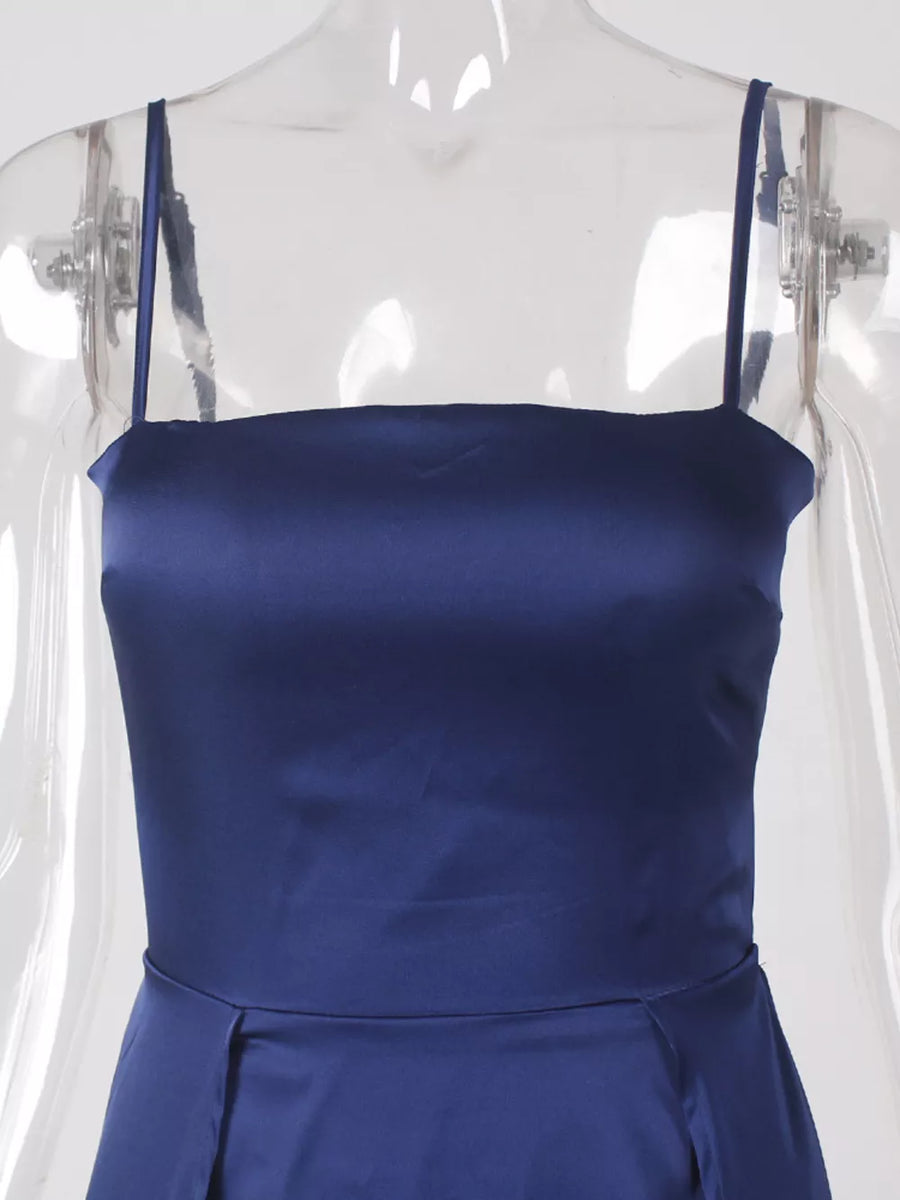 Blue maxi dress with maxi and back-zip