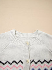 Stripe Geometric Button Up Sweater Cardigan option 8