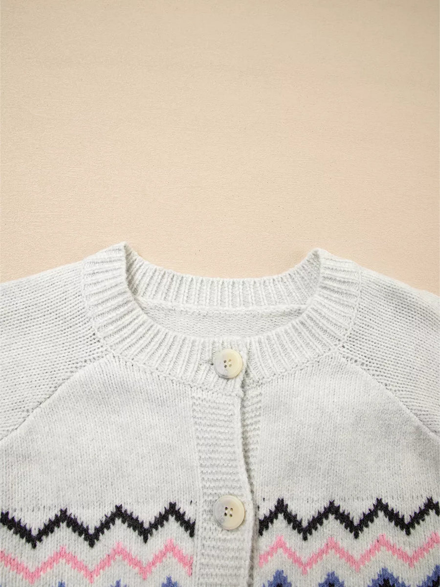 Stripe Geometric Button Up Sweater Cardigan option 8