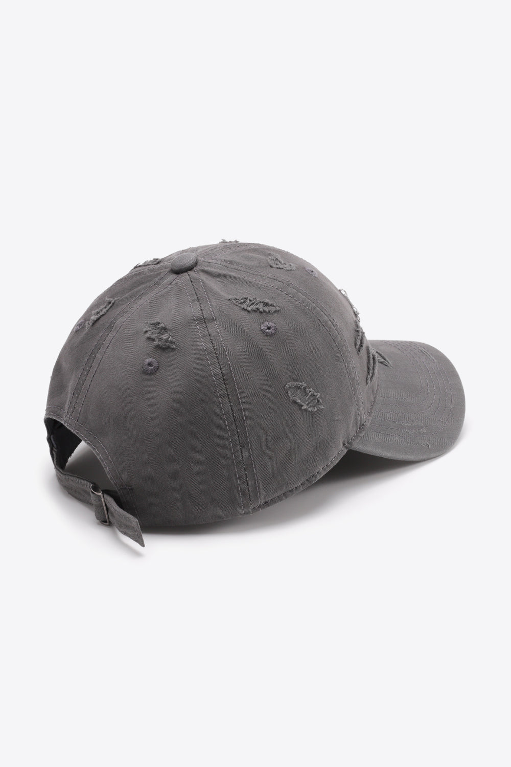 Mid Gray distressed baseball cap with adjustable strap