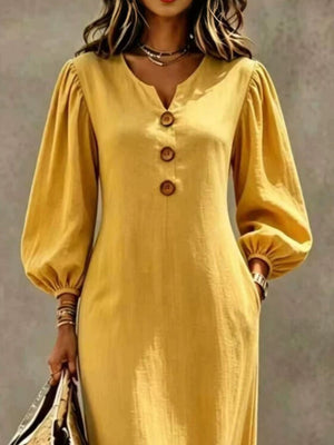 100% polyester Care instructions: Machine wash cold maxi dress in Mustard with relaxed silhouette