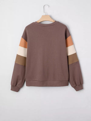 Color Block Drop Shoulder Pullover Sweatshirt option 7