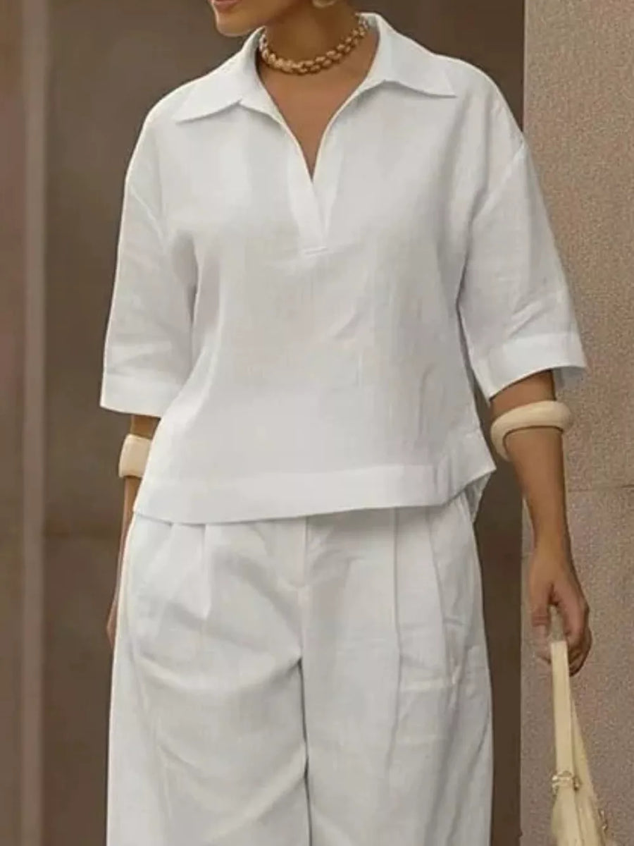 100% polyester Care instructions: Machine wash cold matching set in Light Yellow with relaxed silhouette