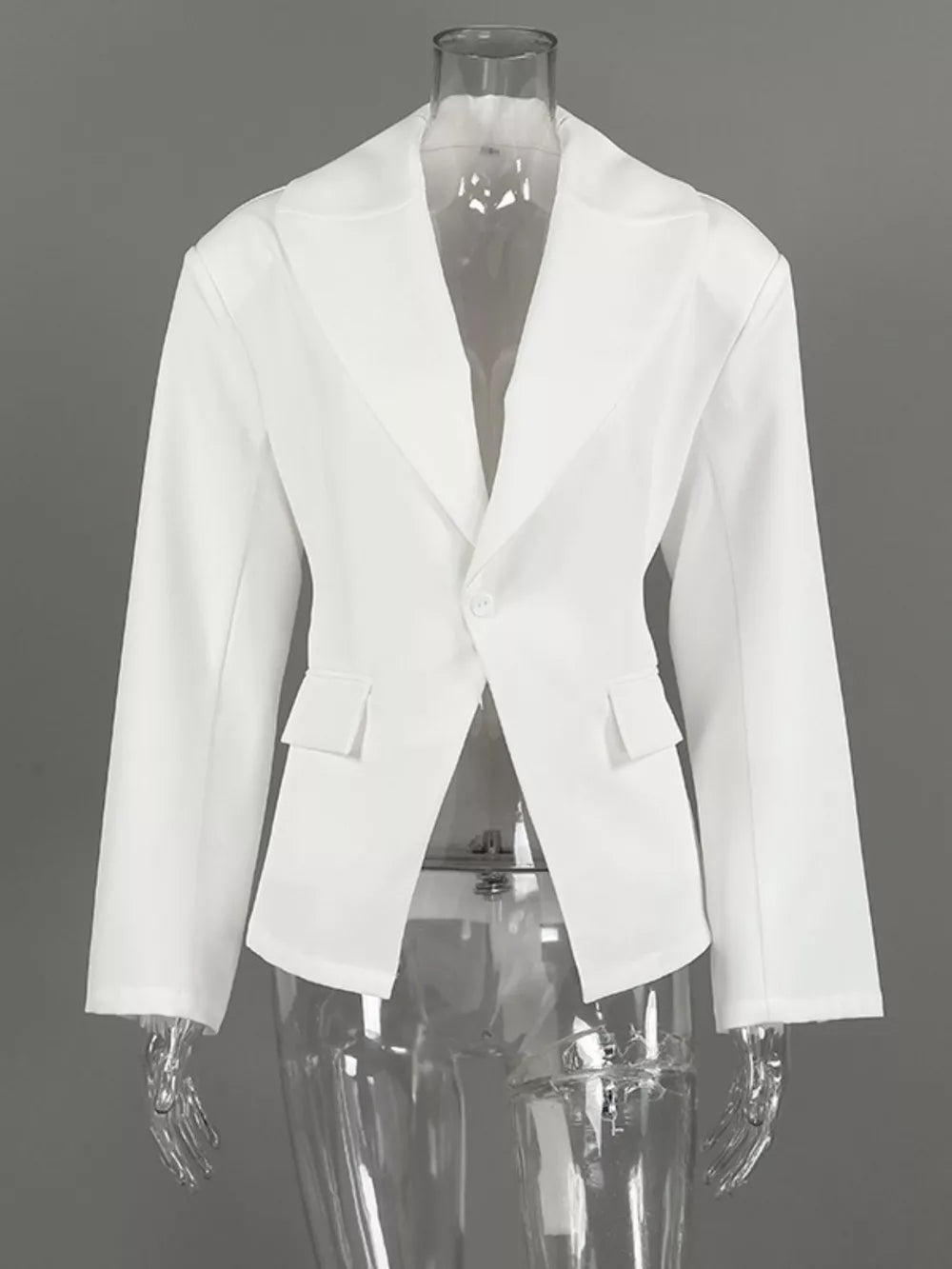 cream regular blazer with notch lapel