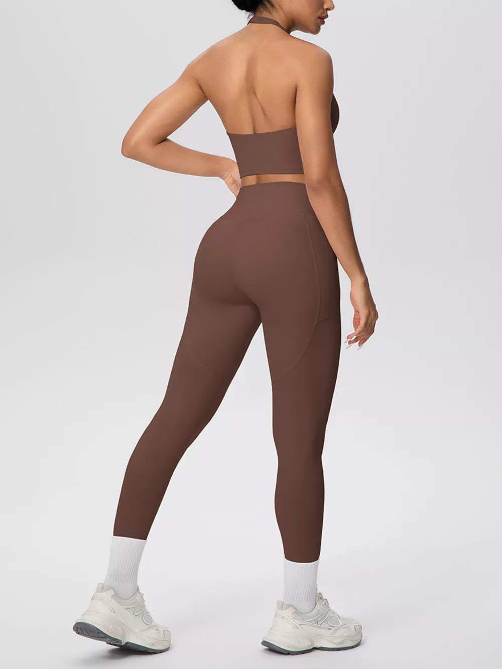 Brown active set with two-piece and sleeveless