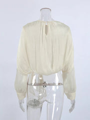 ivory relaxed blouse with round neck