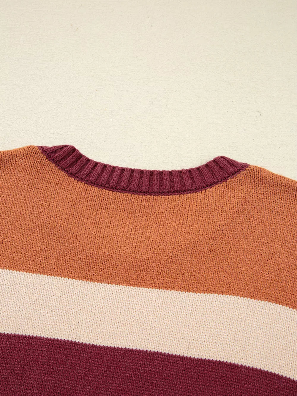 rust pullover sweater with pullover and striped, checked