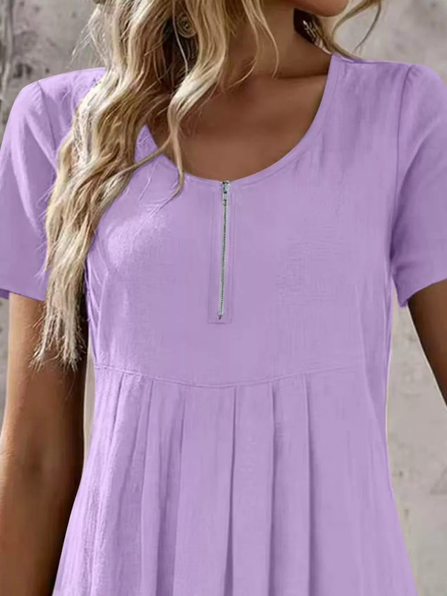 Khaki A-line A-line dress with round neck