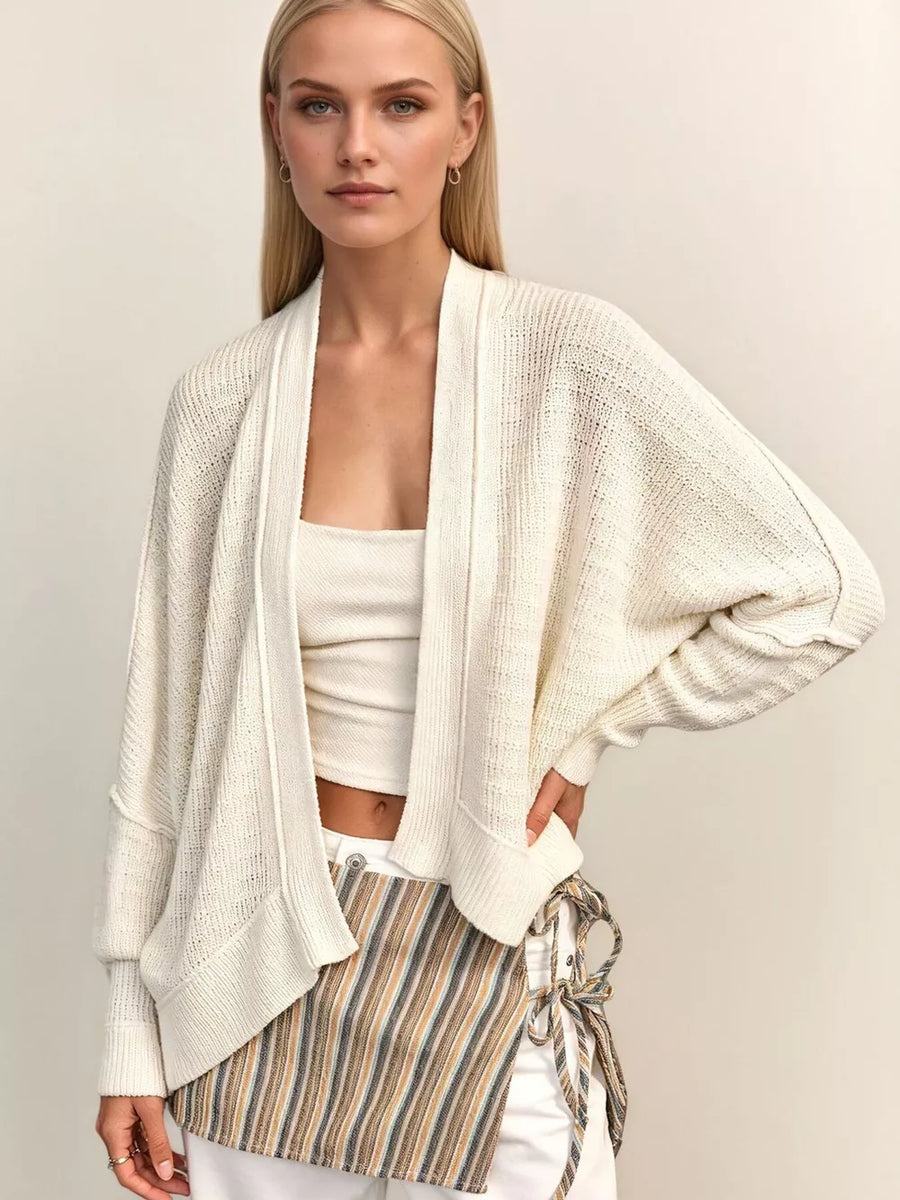 cardigan in Navy Blue with waffle-knit and hip-length