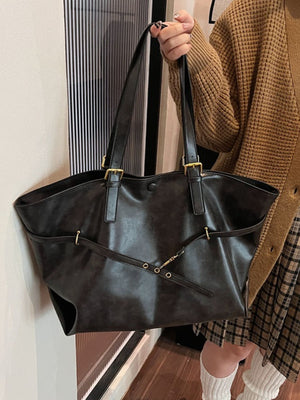 Black tote with large and snap