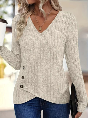 oatmeal t-shirt with ribbed and v-neck