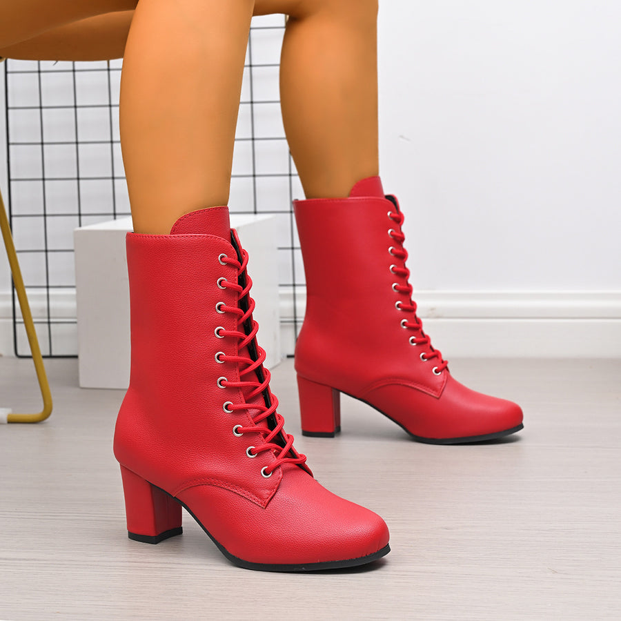 boots in kelly green with round toe and ankle-length