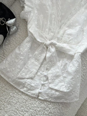 Lace Detail Bow Front Blouse option 4
