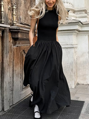 black maxi dress with maxi and pullover
