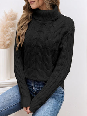 Khaki regular turtleneck sweater with turtleneck