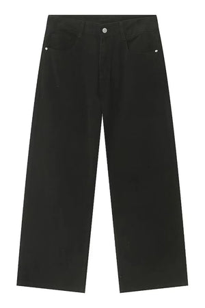 Black wide-leg denim jeans with a basic style and utility details.