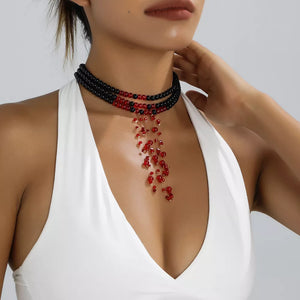 black necklace with choker and hook-and-eye