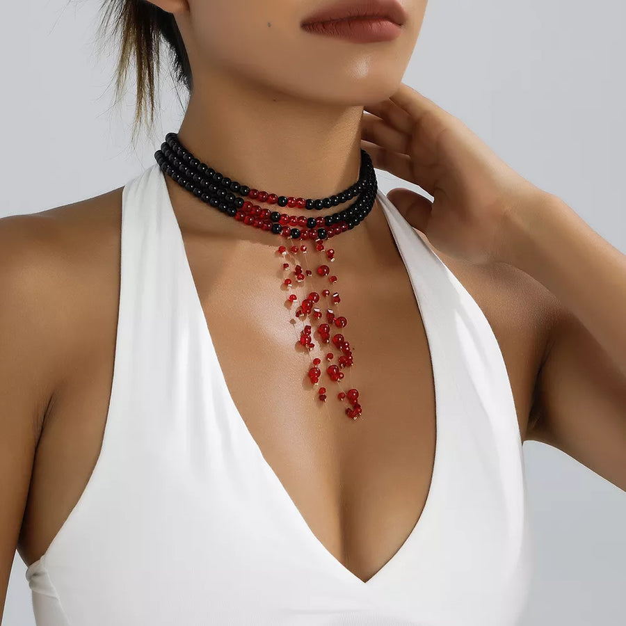 black necklace with choker and hook-and-eye