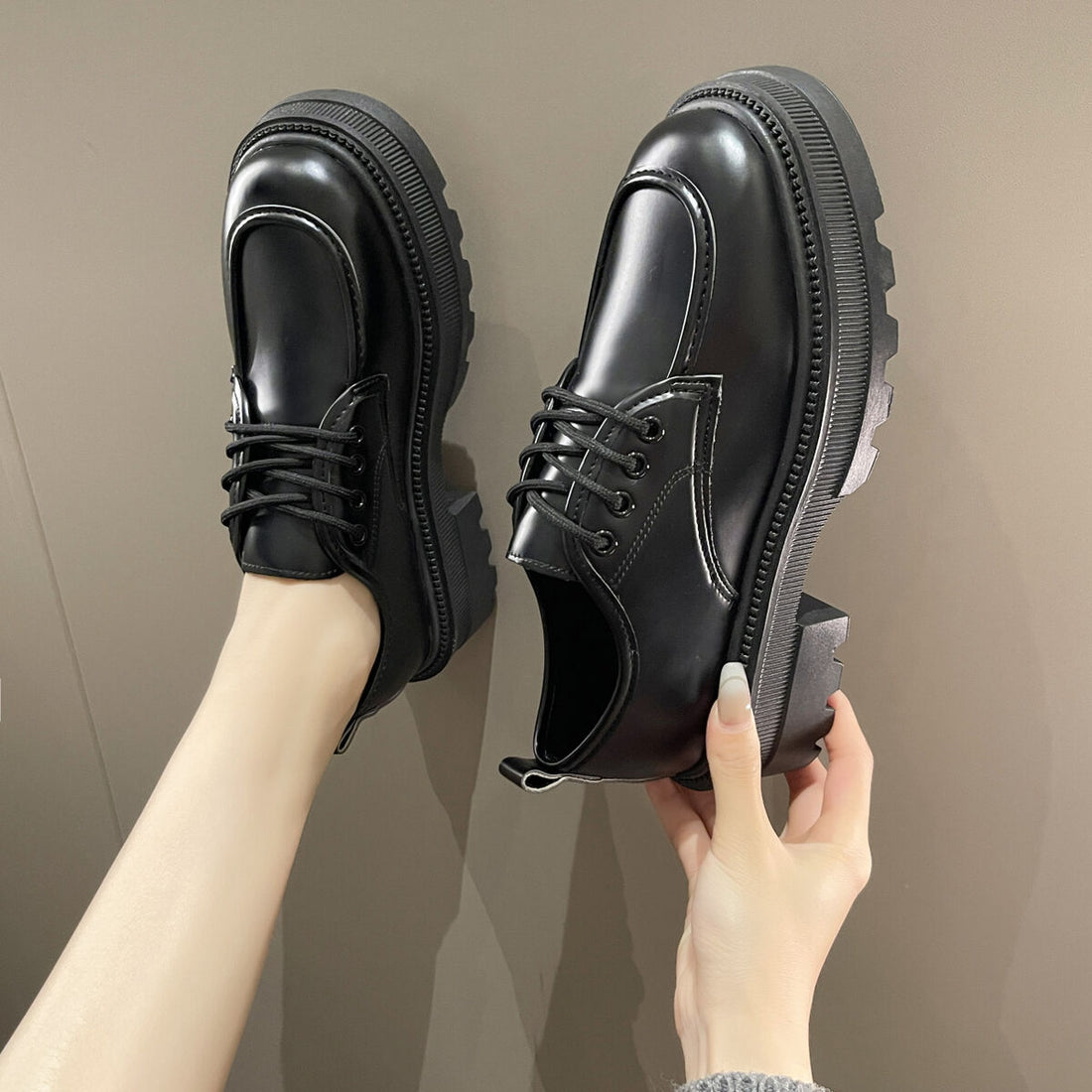 black with loafers with platform
