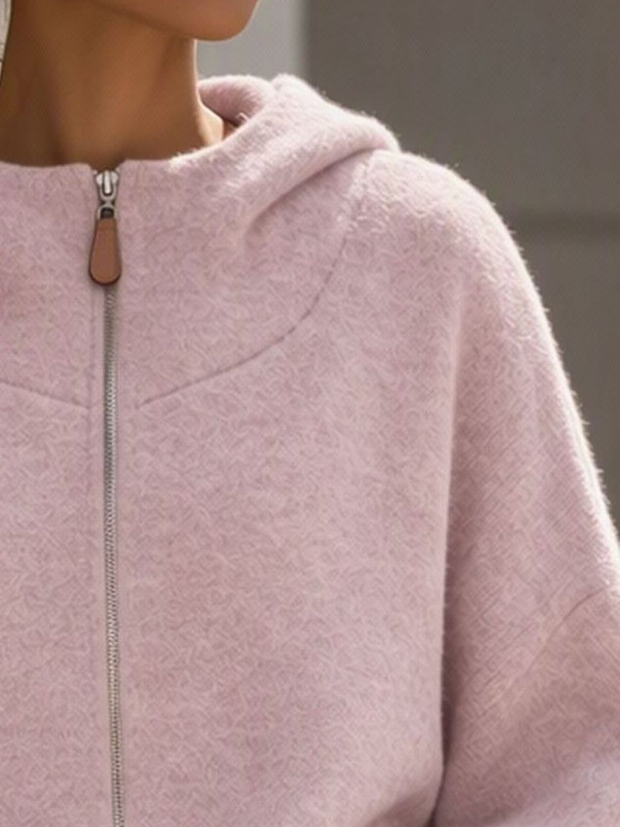 Dark Gray loose zip hoodie with hooded