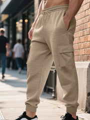 Men's Textured Cargo Joggers Plus Size in Army Green
