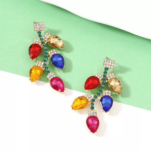 earrings in red featuring rhinestone embellishment and drop fit