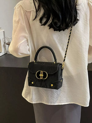 Silver Top Handle Crossbody Bag