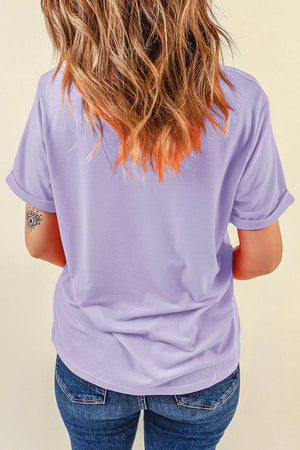artsy t-shirt in Pink Purple with round neck