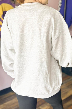 Light Gray cardigan with hip-length and open-front