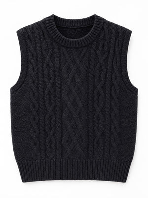 ivory sweater vest with pullover and cable knit