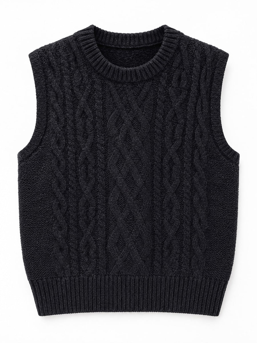 ivory sweater vest with pullover and cable knit