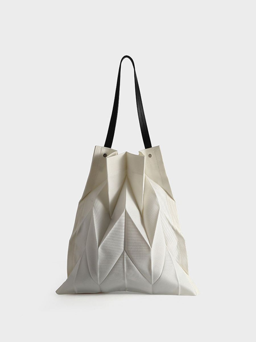Minimalist Geometric Pleated Tote Handbag in Green with pleated