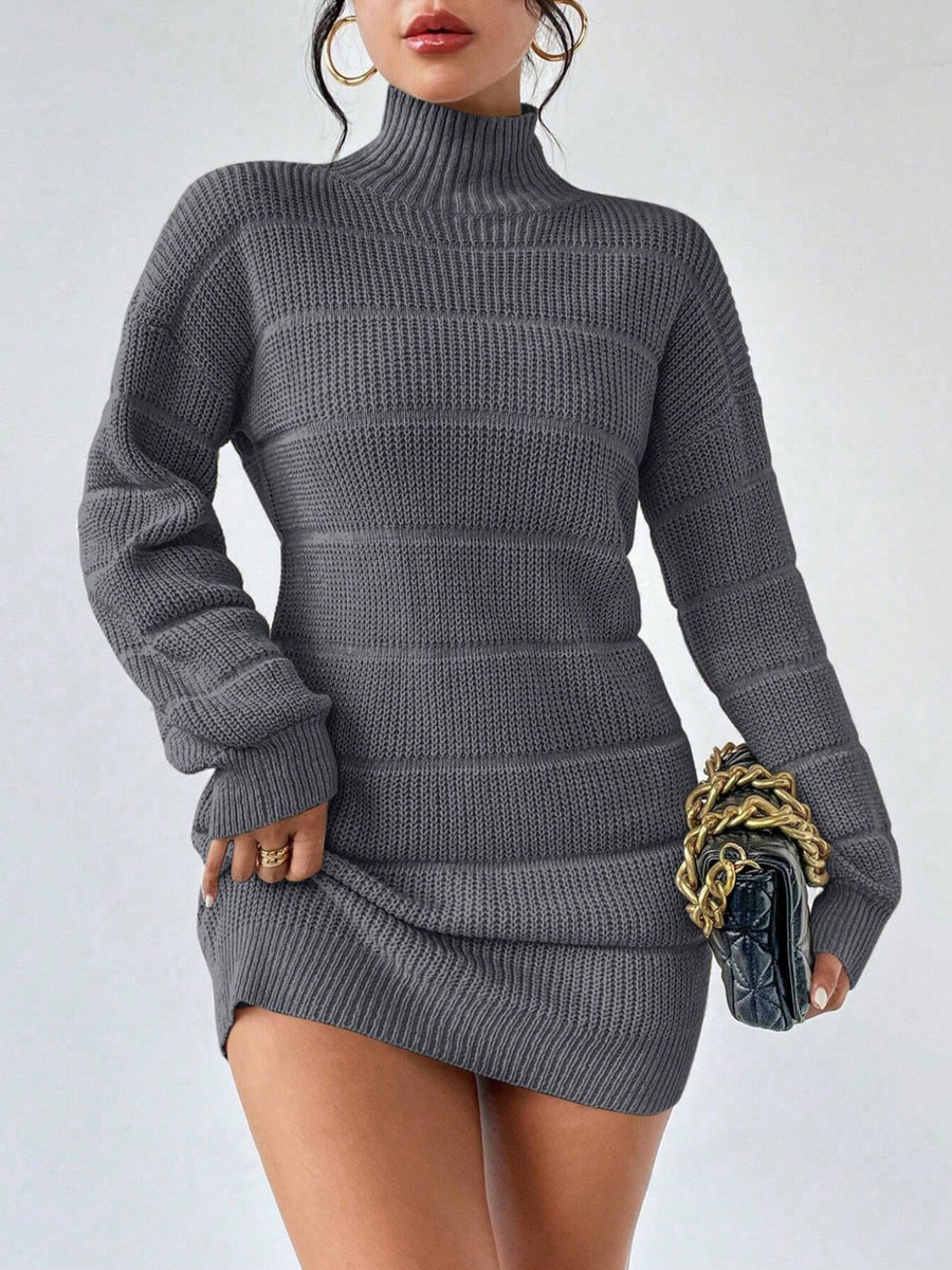 100% polyester Care instructions: Machine wash cold sweater dress in Purple with fitted silhouette