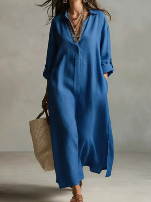 Khaki Full Size Casual Midi Shirt Dress Plus Size
