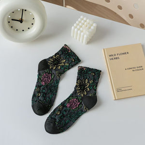 socks featuring floral in Blue with cotton Imported Size &amp texture