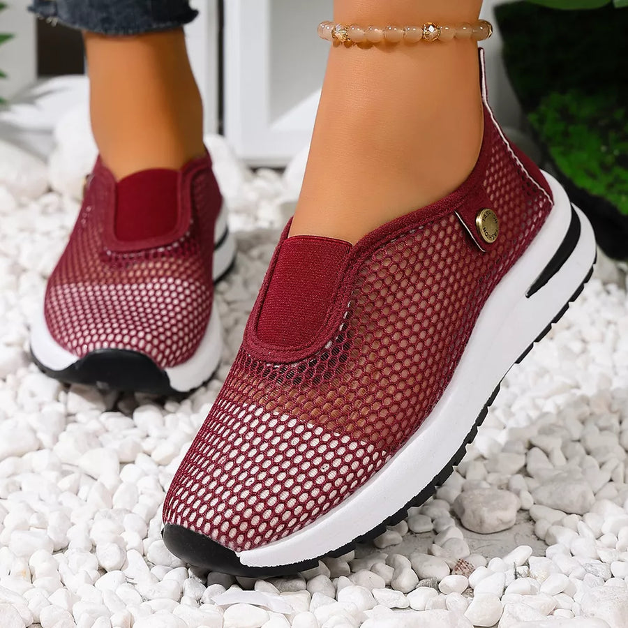 Breathable Mesh Slip-ons in Dark Brown with mesh upper