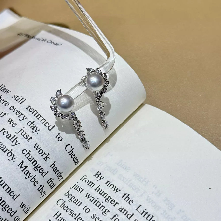 white earrings with drop and post-back