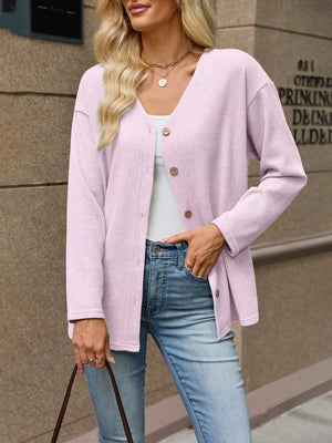 charcoal cardigan with buttoned and long sleeve
