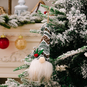 Christmas gnome ornament with striped hat and white beard