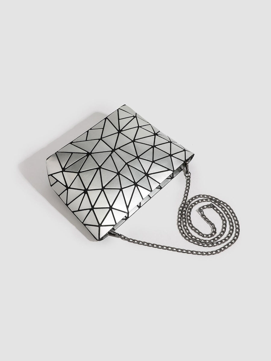 crossbody bag in Bright Red with geometric and chain strap