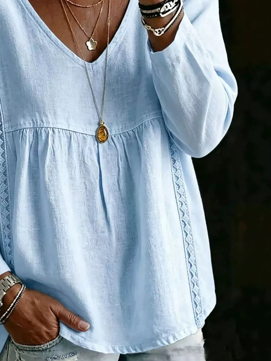 bohemian blouse in Blue with v-neck