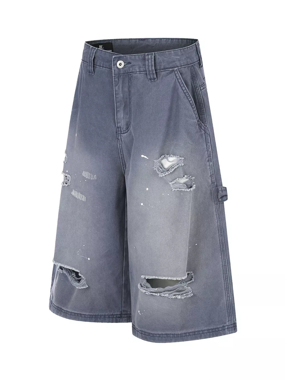 Men's Distressed Wide-leg Denim Capris in Blue