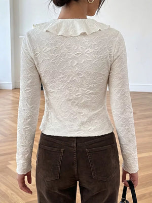 Ruffled Long-sleeve Tie-front Blouse option 5