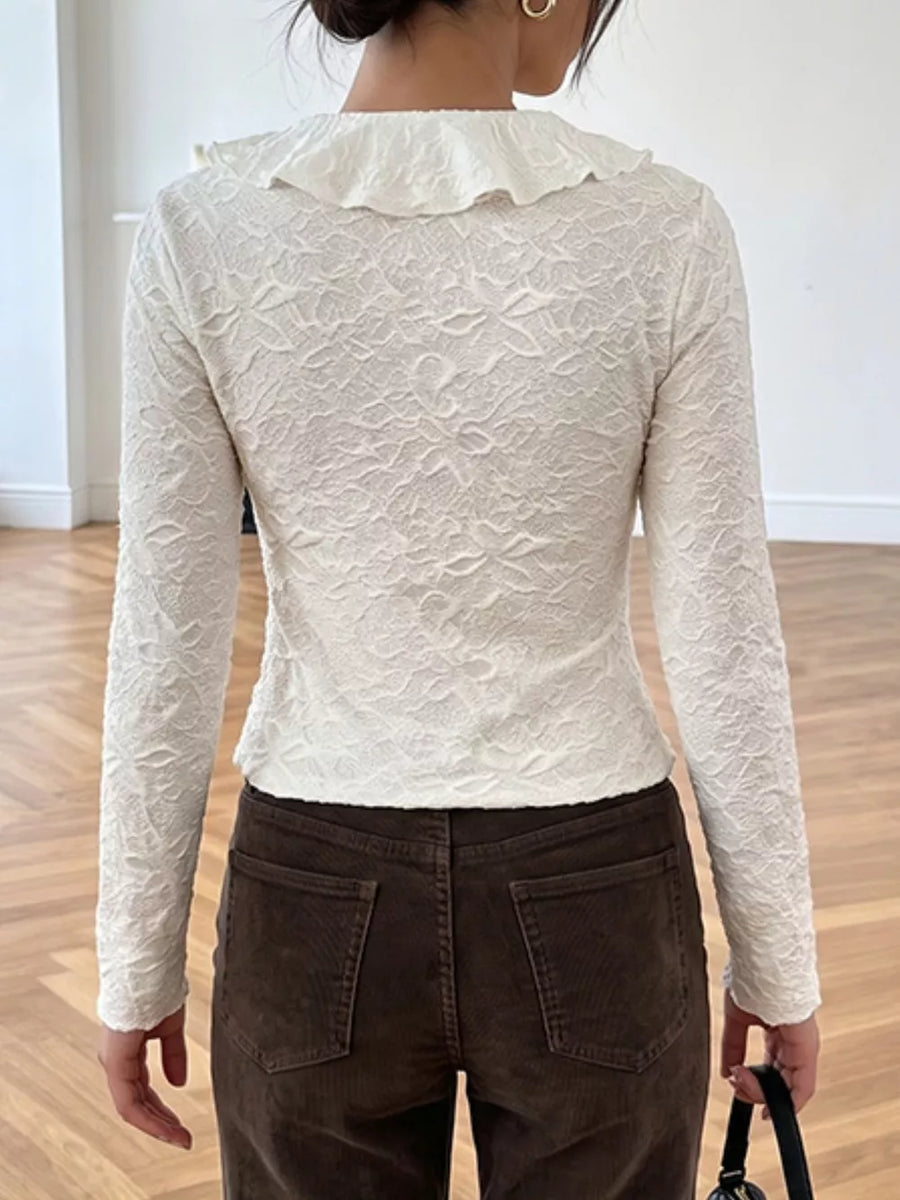 Ruffled Long-sleeve Tie-front Blouse option 5