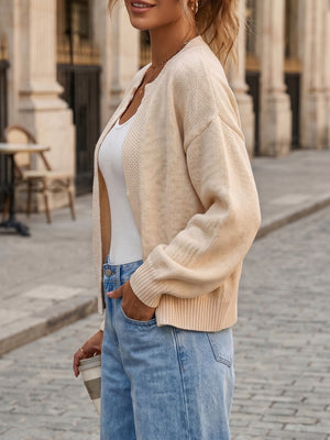Pink cardigan with stretch and long sleeve