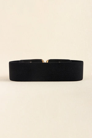 Black elastic belt with double C buckle detail