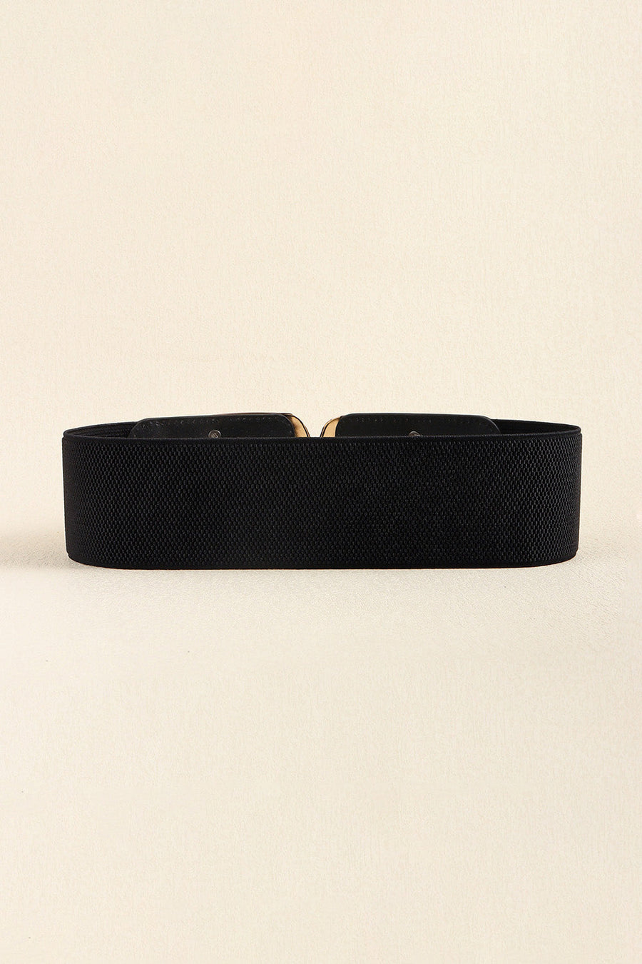 Black elastic belt with double C buckle detail