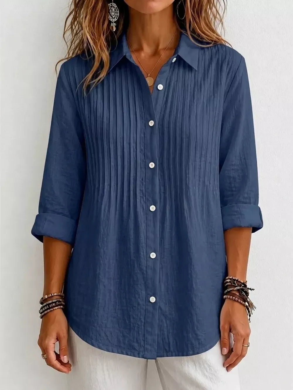 Red Men's Plus Size Long Sleeve Button-up Shirt