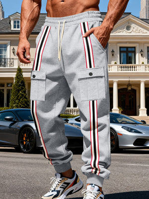 Khaki joggers with full-length and drawstring,elastic