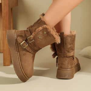 boots in dark brown with round toe and ankle-length